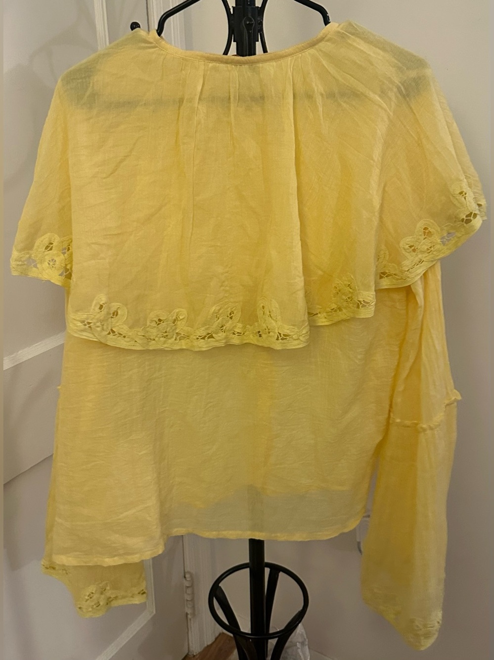 Free People Yellow Ruffled Button-Up Blouse - Picture 2 of 8